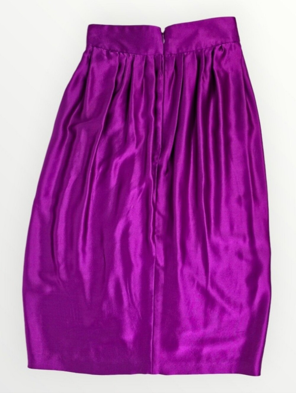 Yves Saint Laurent YSL 100% Silk Purple Magenta Knee Length Skirt XS - Picture 2 of 16